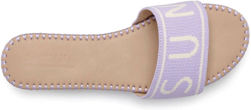 Lascana Slippers Mule sandaal open schoen van textiel met modieuze opdruk VEGAN
