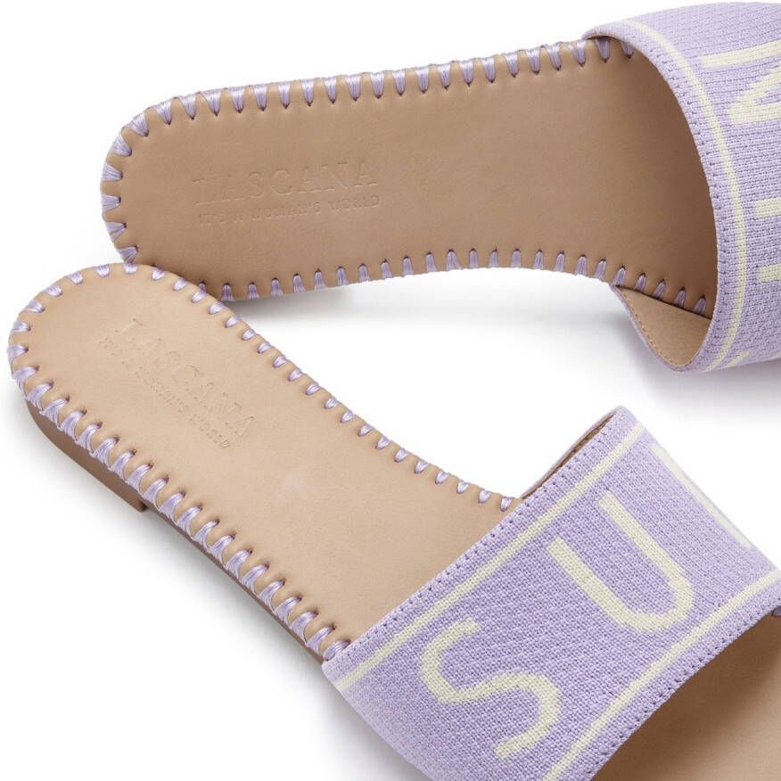 Lascana Slippers Mule sandaal open schoen van textiel met modieuze opdruk VEGAN