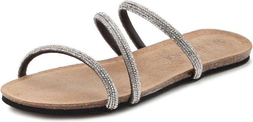Lascana Slippers Sandalen Sandaal mule open schoen hoogwaardig kurken voetbed
