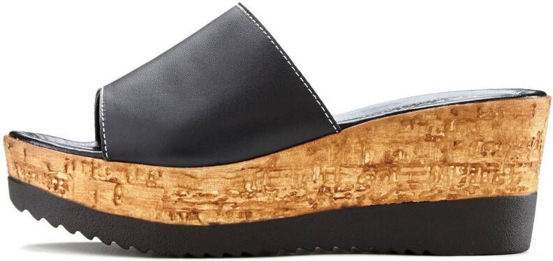 Lascana Slippers Zomerschuh Mule sandaal open schoen van leer met sleehak