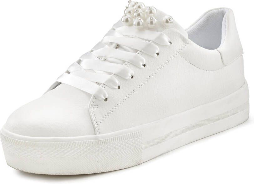 Lascana Sneakers met parels veterschoenen vrijetijdsschoenen vegan