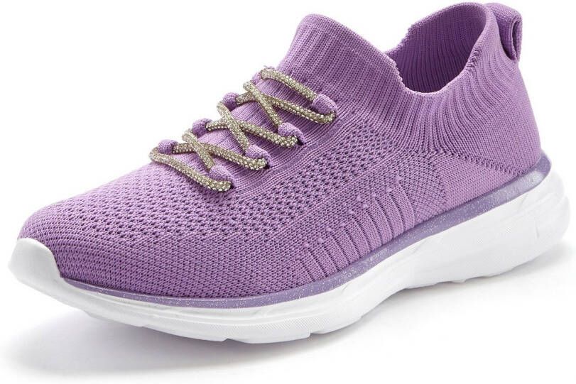 Lascana Sneakers met modieuze glinsterende veters vegan
