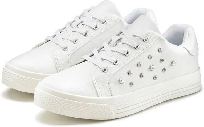 Lascana Sneakers met parels veterschoen vrijetijdsschoen