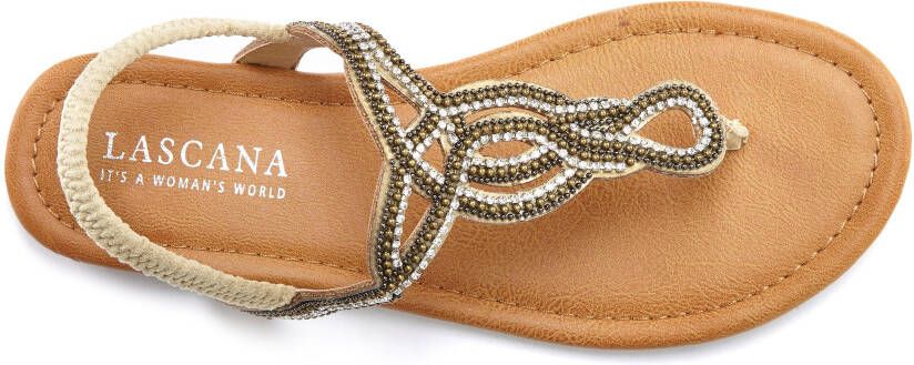 Lascana Teenslippers Sandaal pantoffel met sierstenen in glitter-look VEGAN