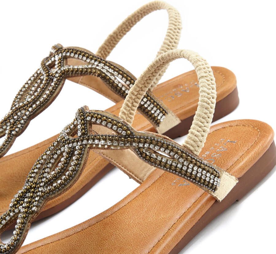 Lascana Teenslippers Sandaal pantoffel met sierstenen in glitter-look VEGAN