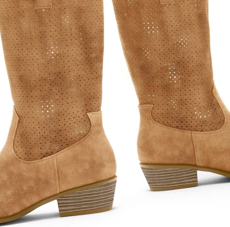 Lascana Westernlaarzen Zomerlaarzen enkellaarsjes instap laarzen cowboy-look cut-outs