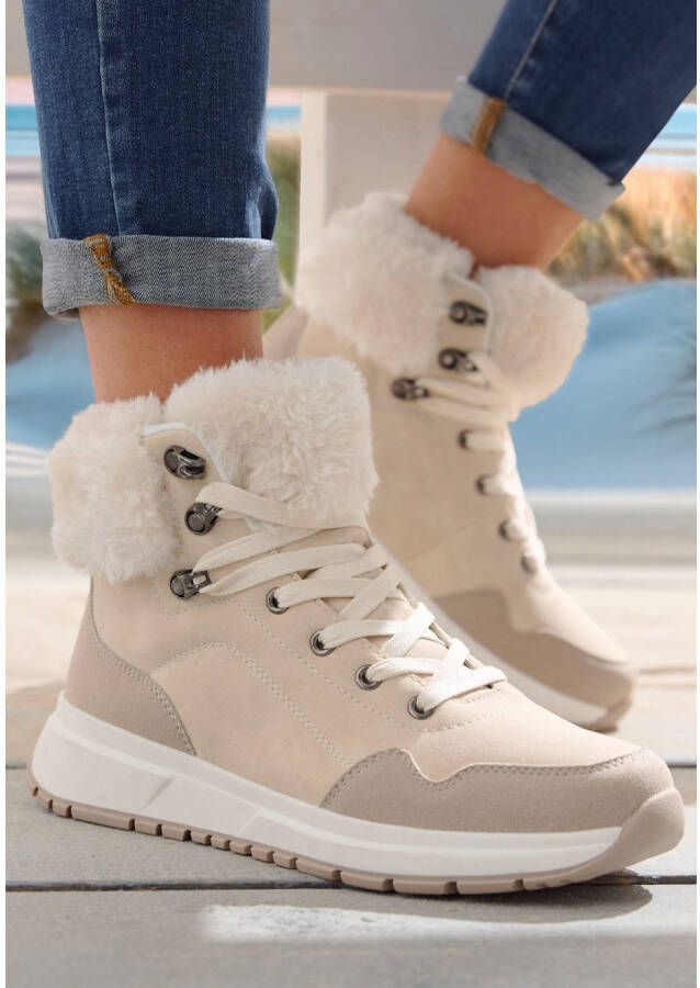 Lascana Winterlaarsjes High top sneaker veterschoen boots laars van waterafstotend materiaal met warmfutter vegan