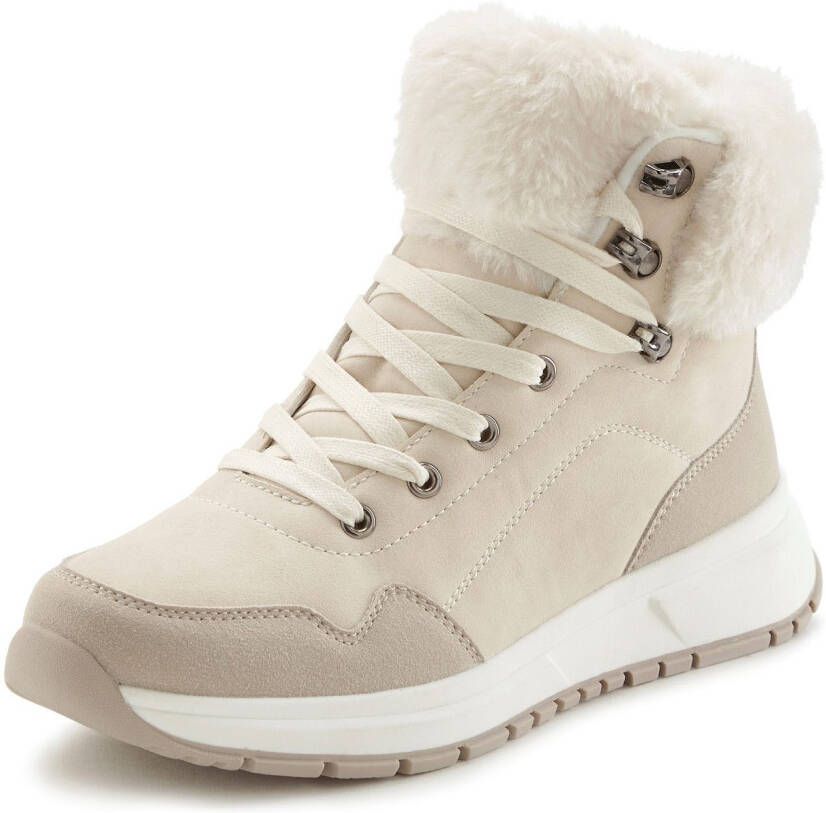 Lascana Winterlaarsjes High top sneaker veterschoen boots laars van waterafstotend materiaal met warmfutter vegan