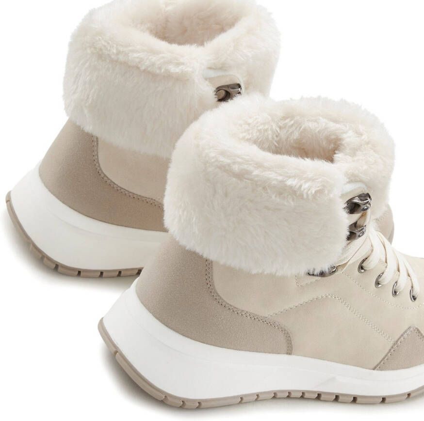 Lascana Winterlaarsjes High top sneaker veterschoen boots laars van waterafstotend materiaal met warmfutter vegan