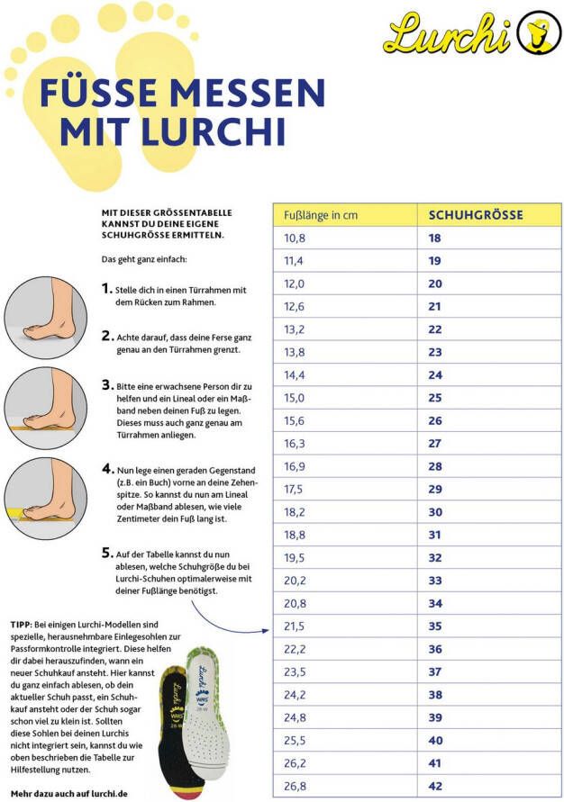 Lurchi Sneakers met sleehak Asra veterschoenen met tex-membraan maatsjabloon om te downloaden