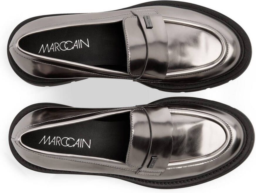 Marc Cain Loafers Noble Neutrals chunky slipper plateau schoen met blokhak