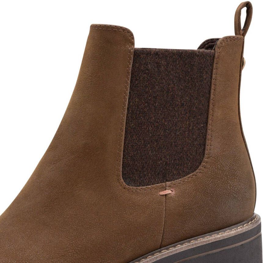 Marco Tozzi Chelsea-boots blokhak enkellaarsjes in vegan verwerking