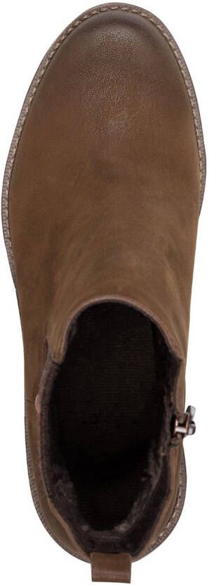 Marco Tozzi Chelsea-boots blokhak enkellaarsjes in vegan verwerking