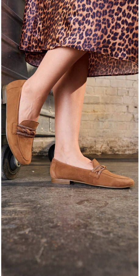 Marco Tozzi Instappers blokhak loafer business schoen instapschoen met sierband