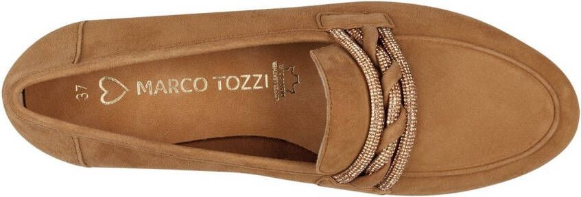 Marco Tozzi Instappers blokhak loafer business schoen instapschoen met sierband