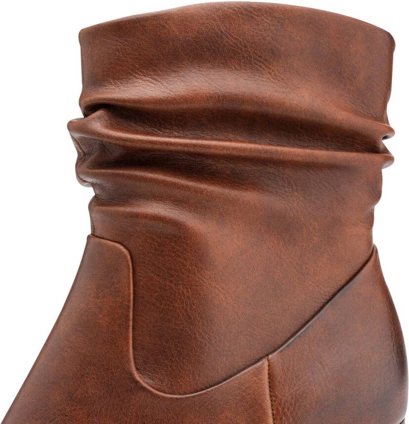 Marco Tozzi Laarsjes ANGIO blokhak business schoen met plooien in slouchy look