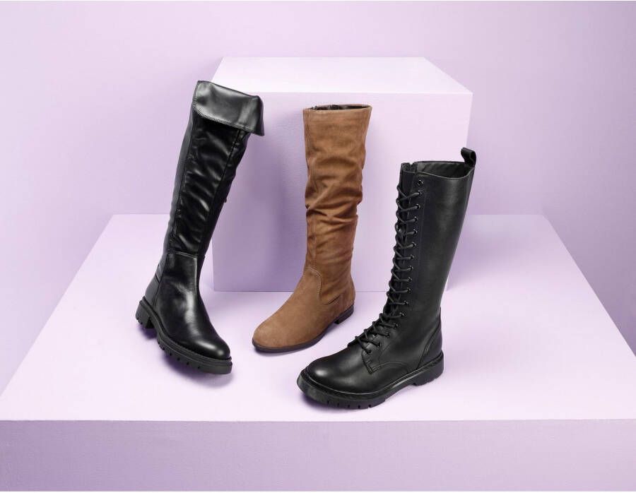 Marco Tozzi Overknee-laarzen Trentino blokhak herfstmode flats met feel me-uitrusting