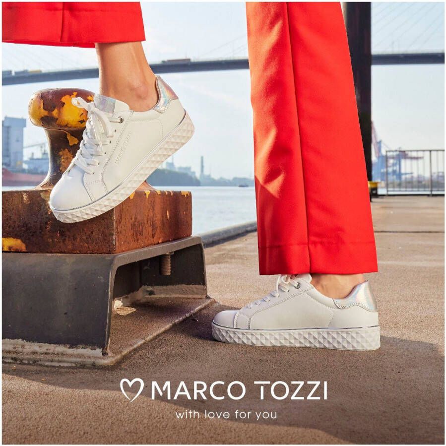 Marco Tozzi Plateausneakers met mooie metallic-details vrijetijdsschoen lage schoen veterschoen