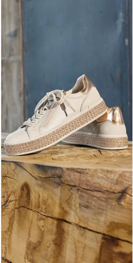 Marco Tozzi Plateausneakers vrijetijdsschoen lage schoen veterschoen met buitenrits