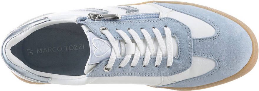 Marco Tozzi Plateausneakers vrijetijdsschoen lage schoen veterschoen met contrast bies