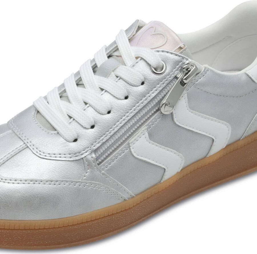 Marco Tozzi Plateausneakers vrijetijdsschoen lage schoen veterschoen met contrast bies