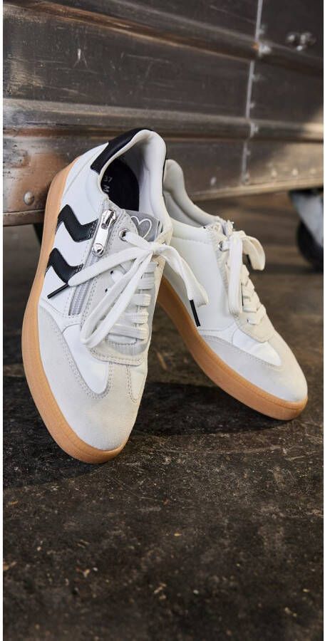 Marco Tozzi Plateausneakers vrijetijdsschoen lage schoen veterschoen met contrast bies