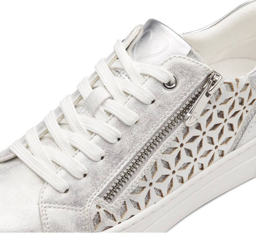 Marco Tozzi Plateausneakers vrijetijdsschoen lage schoen veterschoen met onderlegde perforatie