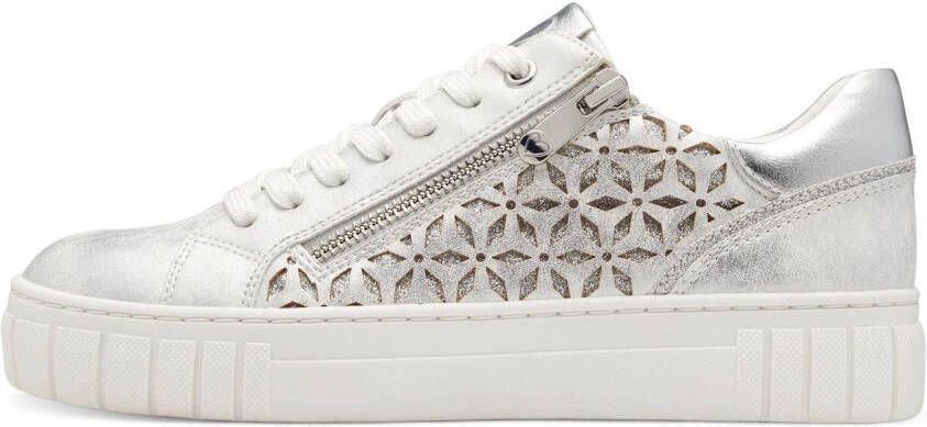 Marco Tozzi Plateausneakers vrijetijdsschoen lage schoen veterschoen met onderlegde perforatie