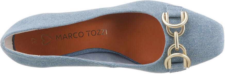 Marco Tozzi Pumps avondschoen feestelijke schoen blokhak met gouden sierketting