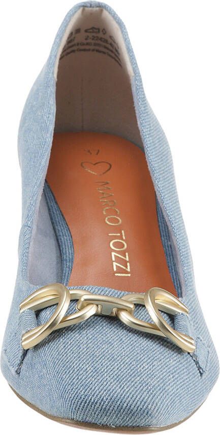 Marco Tozzi Pumps avondschoen feestelijke schoen blokhak met gouden sierketting