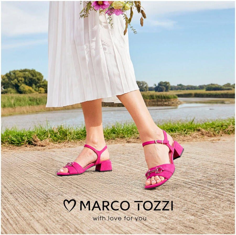 Marco Tozzi Sandaaltjes blokhak zomerschoen bandensandaal met mooie siergesp