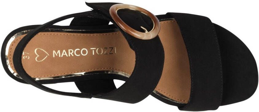 Marco Tozzi Sandaaltjes blokhak bandjessandaal feestdagenschuh met grote siergesp