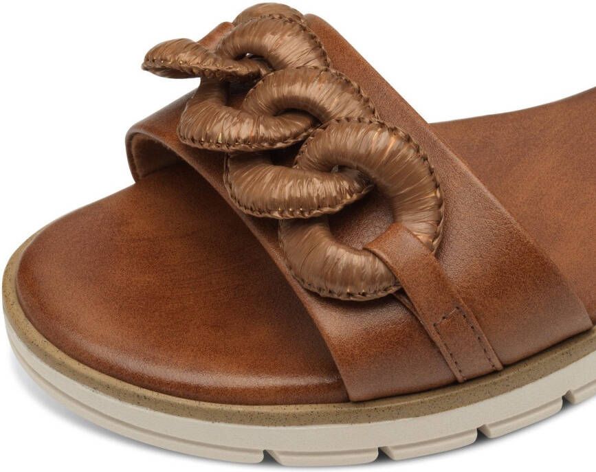 Marco Tozzi Sandalen zomerschoen sandaal wig hak met decoratieve ketting in dezelfde kleur