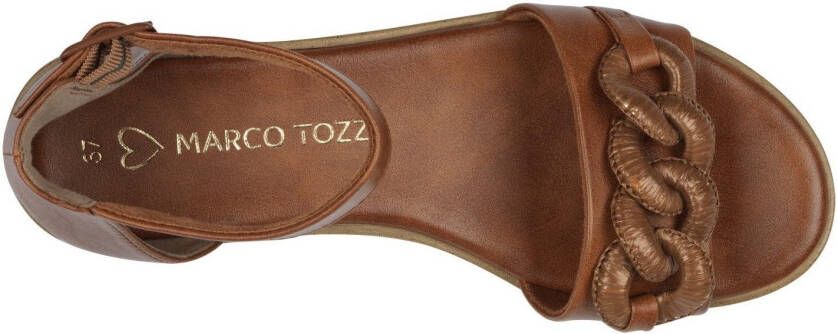 Marco Tozzi Sandalen zomerschoen sandaal wig hak met decoratieve ketting in dezelfde kleur