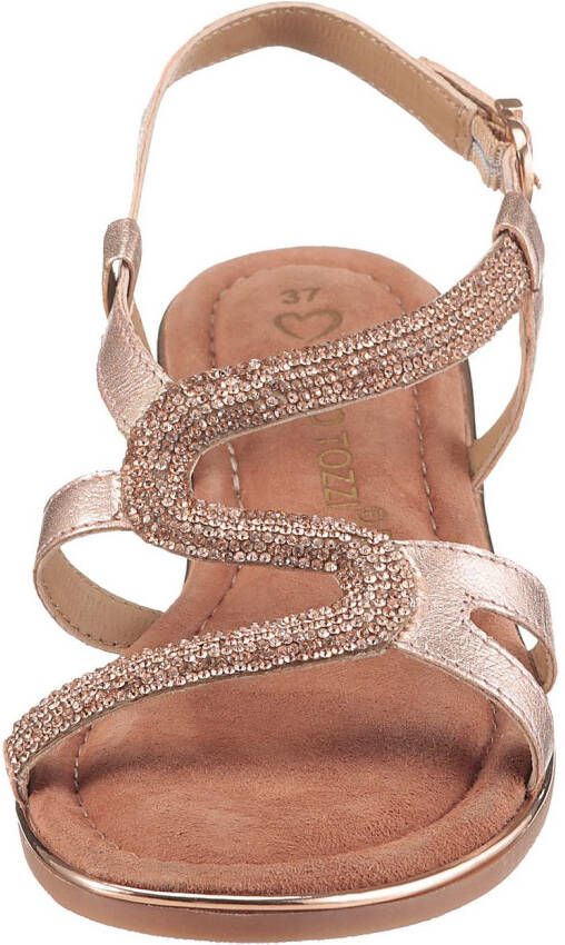 Marco Tozzi Sandalen blokhak sandalette feestdagenschuh bezet met strasssteentjes