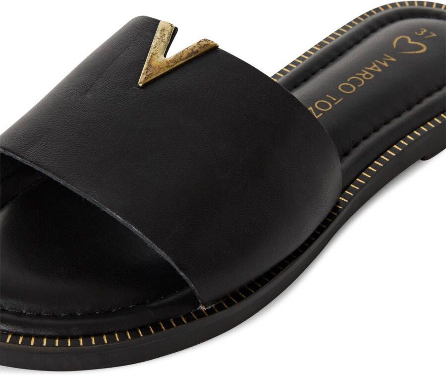 Marco Tozzi Slippers flats zomerschoen met edel sierelement