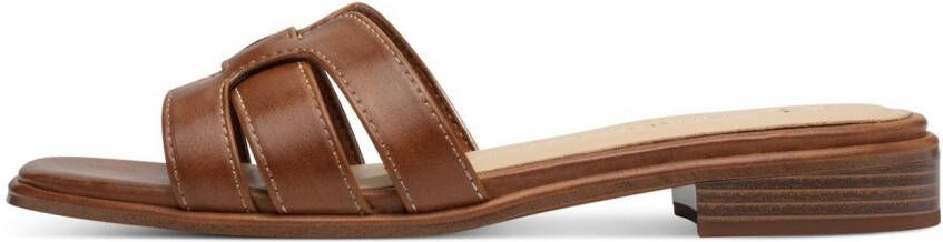 Marco Tozzi Slippers blokhak zomerschoen met logoprints