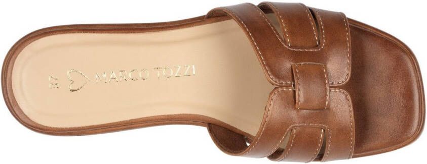 Marco Tozzi Slippers blokhak zomerschoen met logoprints