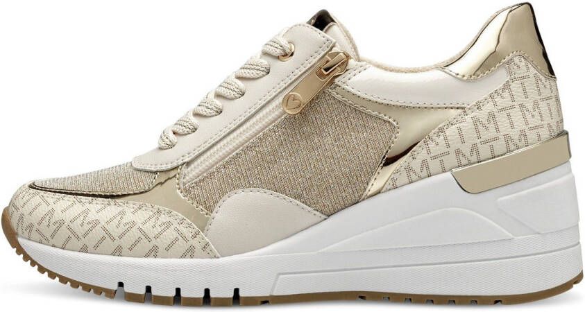 Marco Tozzi Sneakers met sleehak vrijetijdsschoen lage schoen veterschoen in vegan uitvoering