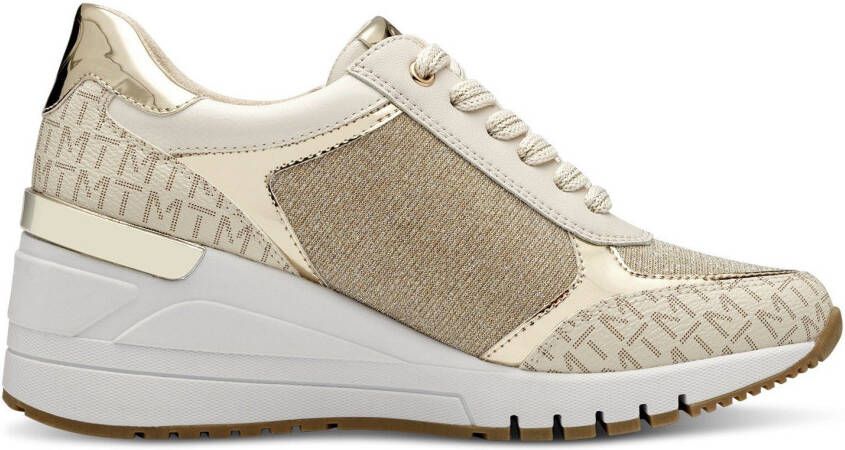 Marco Tozzi Sneakers met sleehak vrijetijdsschoen lage schoen veterschoen in vegan uitvoering