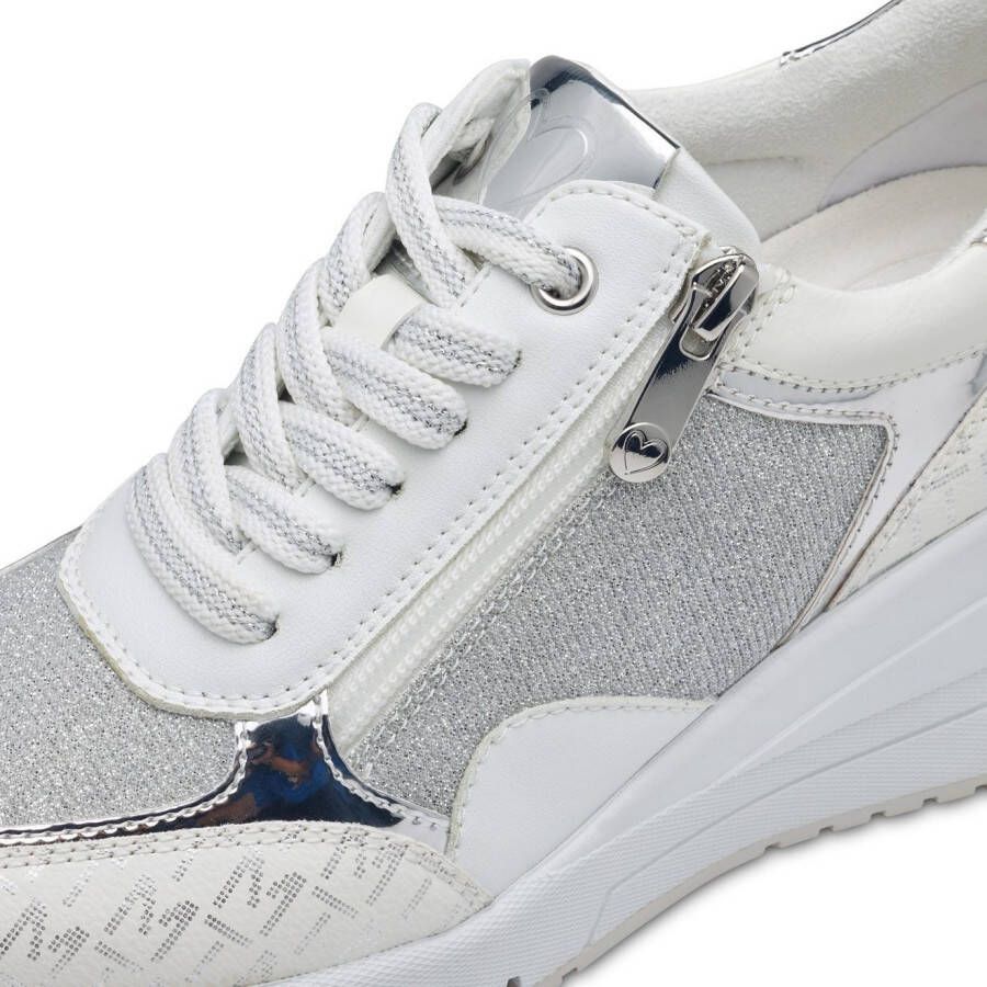 Marco Tozzi Sneakers met sleehak vrijetijdsschoen lage schoen veterschoen in vegan uitvoering