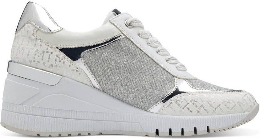 Marco Tozzi Sneakers met sleehak vrijetijdsschoen lage schoen veterschoen in vegan uitvoering