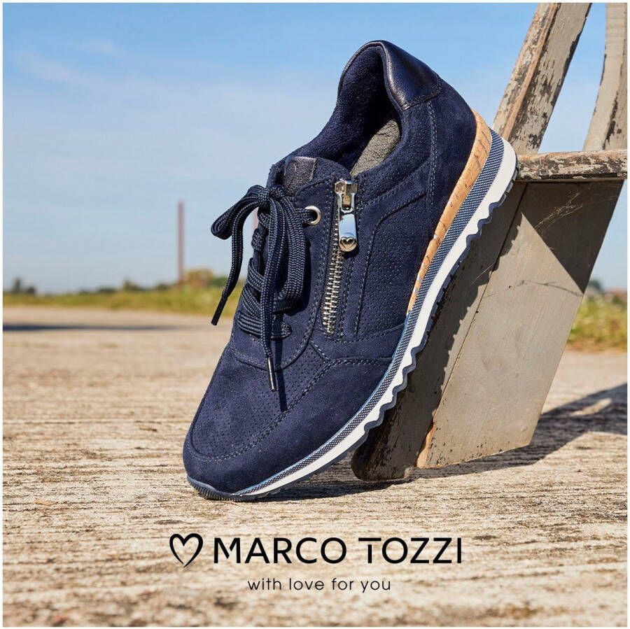 Marco Tozzi Sneakers met sleehak vrijetijdsschoen lage schoen veterschoen in vegan uitvoering
