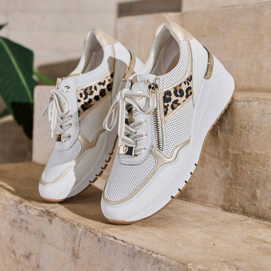 Marco Tozzi Sneakers met sleehak vrijetijdsschoen lage schoen veterschoen met buitenrits