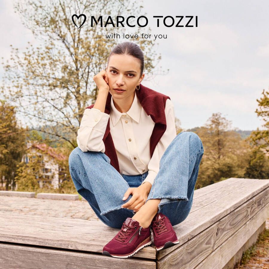 Marco Tozzi Sneakers met sleehak vrijetijdsschoen lage schoen veterschoen met buitenrits