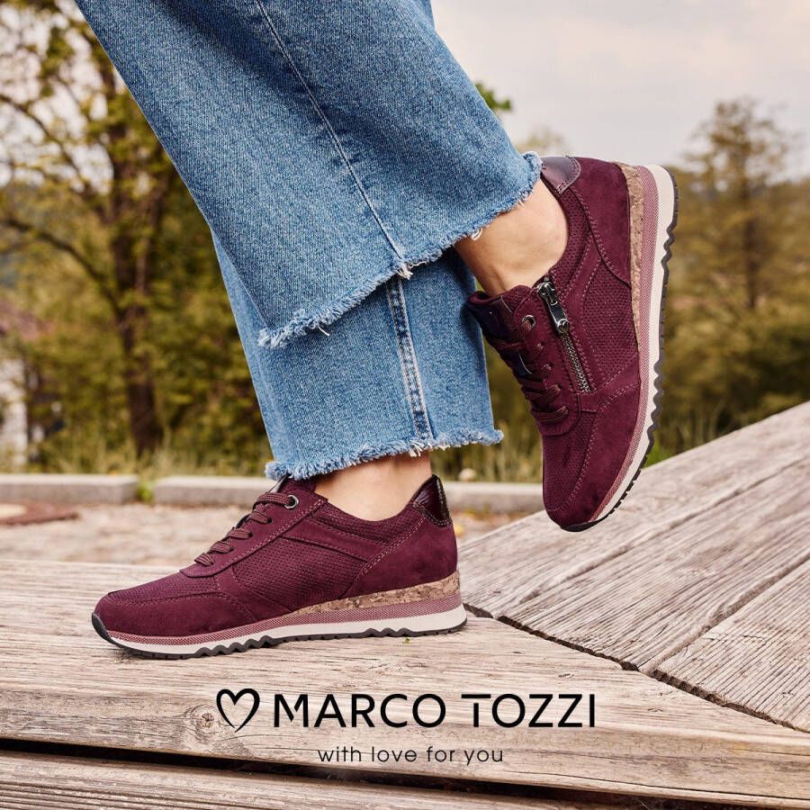Marco Tozzi Sneakers met sleehak vrijetijdsschoen lage schoen veterschoen met buitenrits