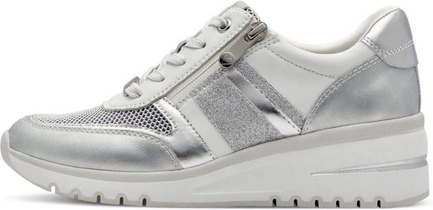 Marco Tozzi Sneakers met sleehak vrijetijdsschoen lage schoen veterschoen met buitenrits