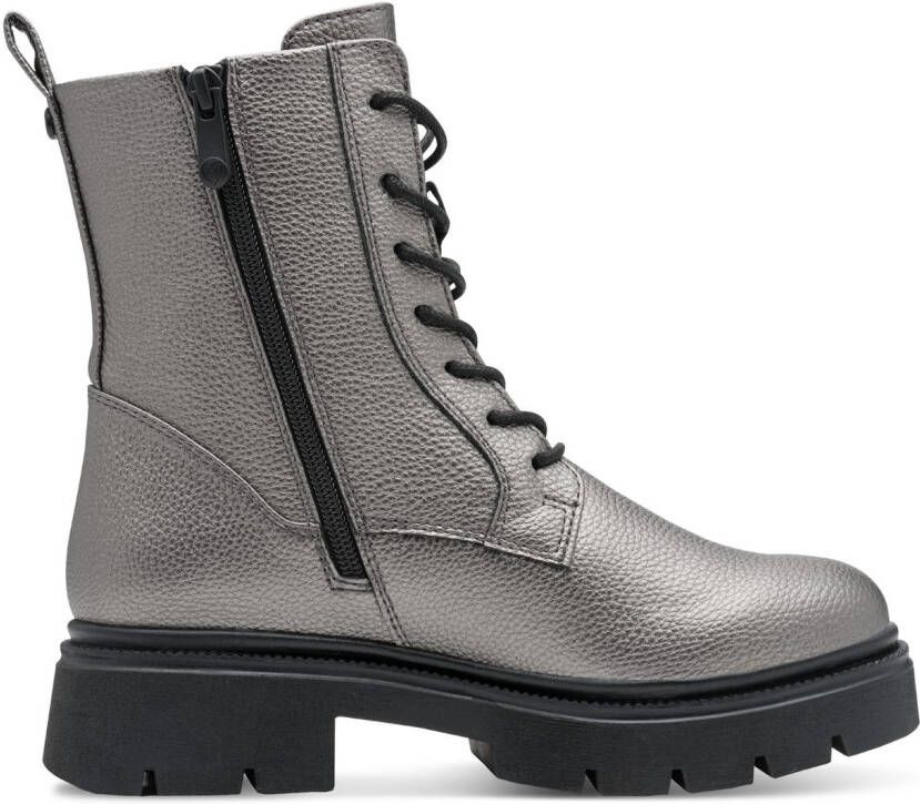 Marco Tozzi Veterlaarsjes veterboots herfstboots in coole metallic-look - Foto 5