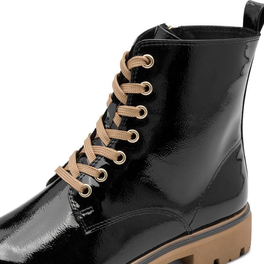 Marco Tozzi Veterschoenen blokhak veterenkellaarsjes in glanzende optiek