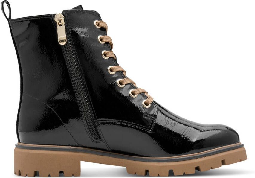 Marco Tozzi Veterschoenen blokhak veterenkellaarsjes in glanzende optiek